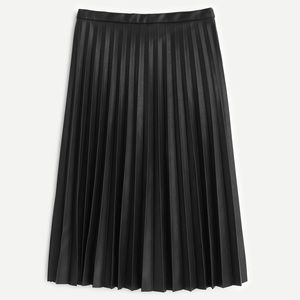 JCREW Black Pleather Pleated Midi Skirt Size 10